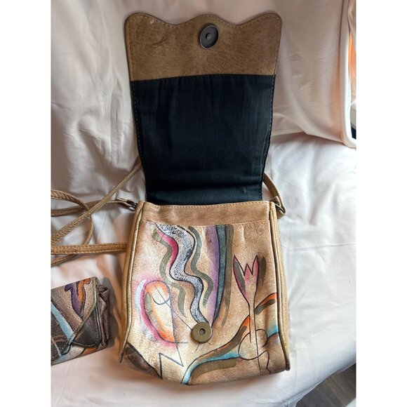 Sam Sam Vintage Hand Painted Crossbody AND Matching Wallet - Picture 4 of 15